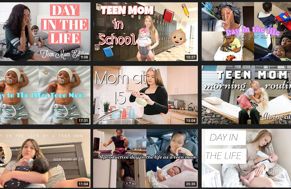 Loads of YouTube videos with teen moms.