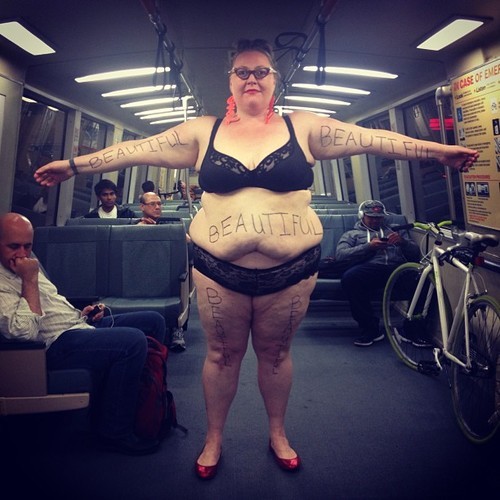 Beautiful written on obese lady.